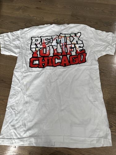 R Remix Yo Life Chicago Cotton White Unisex T-shirt Size Medium - Thumbnail 2