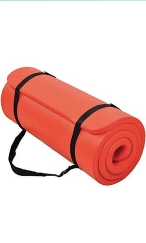 All Purpose 1 Inch Extra Thick High Density Anti-Tear Exercise Yoga Mat Red - Image 1