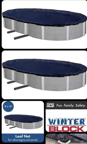 Winter Block Leaf Net for Aboveground Pools, Fits 8’ X 12’ Oval – Durable, Woven - Image 1