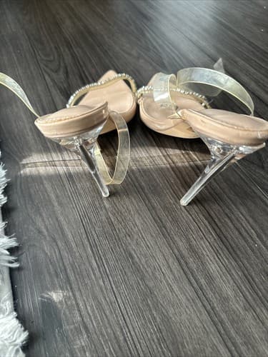 Fashion Nova Women Size 9 Beige High Heel 4 Inches Clear Strap Pointed Toe - Thumbnail 3