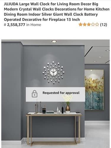 JUJUDA Large Wall Clock for Living Room Decor BigModern Crystal Wall Clocks 13in - Image 1