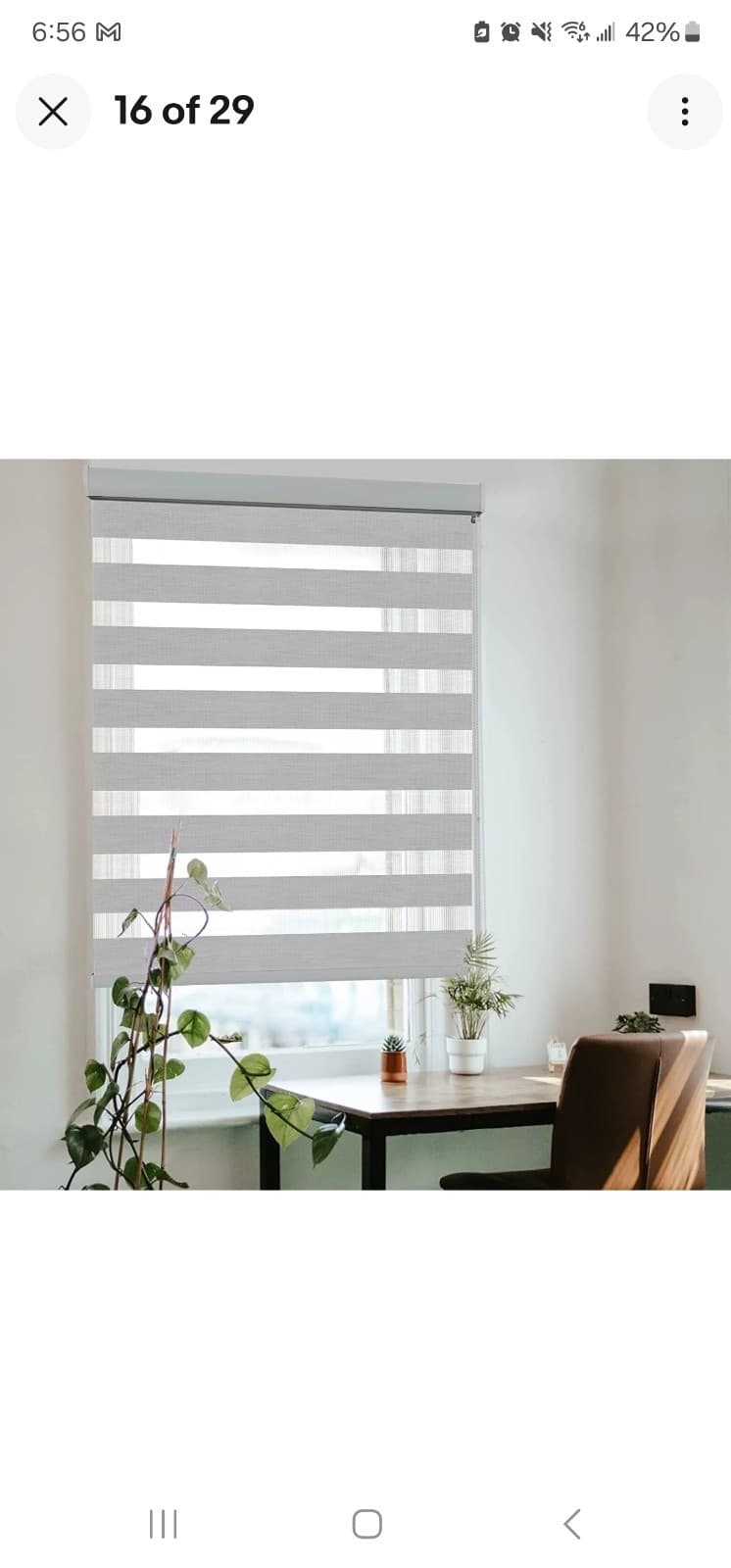 Cordless Zebra Blinds Roller Shades for Window Dual Layer Gray - Image 1