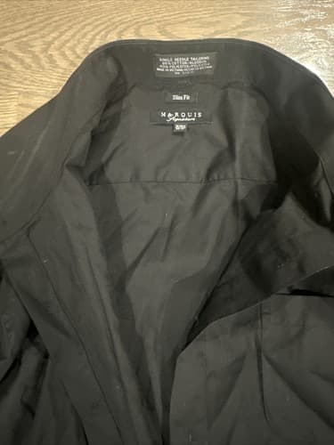 Marquis signatures Black button up slim fit dress shirt 18/18.5 36-37 - Thumbnail 2