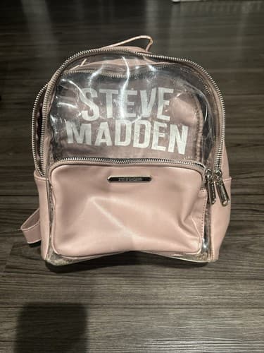 STEVE MADDEN TEXT GRAPHIC Pink Women’s Backpack - Image 1