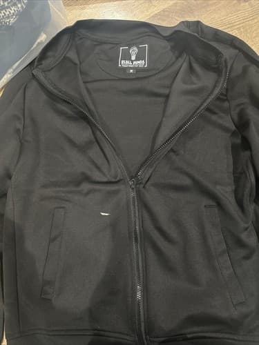 Men's Rebel Minds Front Full Zip Track Jacket/sweater Black Medium - Thumbnail 2