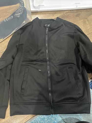 Men's Rebel Minds Front Full Zip Track Jacket/sweater Black Medium - Image 1
