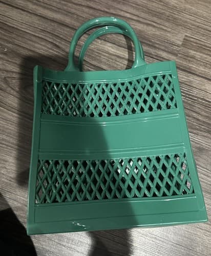 Extra Small Shopping Basket Portable Jelly Bag Green Hollow - Thumbnail 2