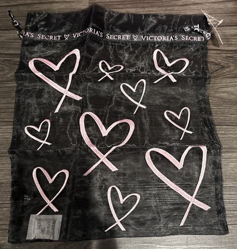 Victoria's Secret mesh lingerie drawstring pouch gift bag black - Image 1