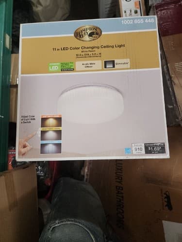 Hampton Bay 11 IN LED Color Changing Flush Mount Ceiling Lighting White NIB - Image 1