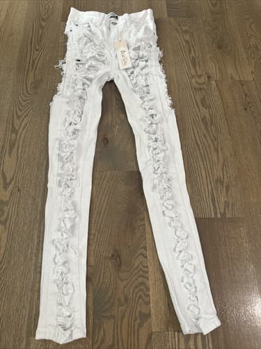 Blue Topic Denim Collection White Skinny Ripped Jeans Juniors Size 3/4 - Image 1