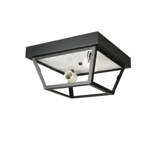Portfolio, Black Outdoor Dimmable Flush Mount Light | White Frosted Shade - Thumbnail 2