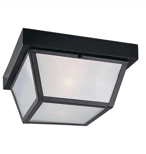 Portfolio, Black Outdoor Dimmable Flush Mount Light | White Frosted Shade - Image 1