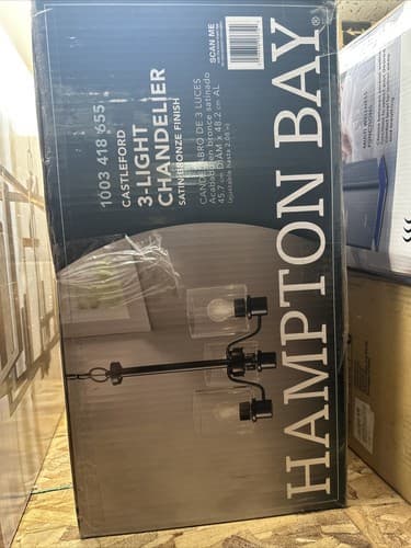Hampton Bay Castleford 3-Light Satin Bronze Chandelier with Clear Glass Shades - Thumbnail 2
