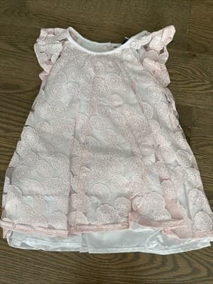 Tahari Girls Baby Toddler Size 24m Dress Pink and White Floral Lace - Image 1