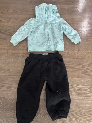 Baby Size 18 Months Clothes ZIP Up Hoodie And Black Warm Pants - Image 1