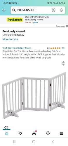 Dog Gates for The House Freestanding Folding Pet Gate Indoor 3 Panels 24'' - Image 1