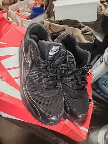 NIKE Air Max 90 Shoes Size 10 Black Glow Mesh Running Premium Trainers - Image 1