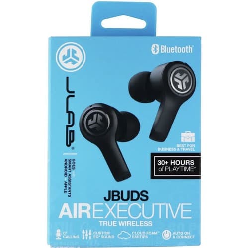 JLab JBuds Air Executive True Wireless Bluetooth Earbuds + Charging Case - Black - Image 1