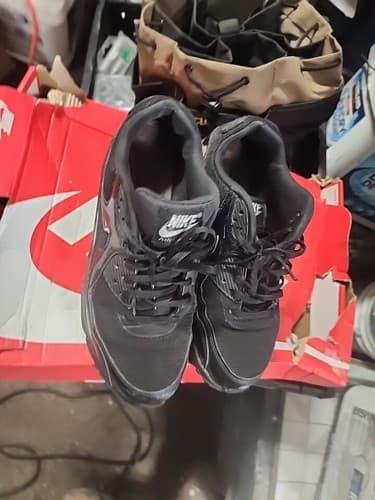 NIKE Air Max 90 Shoes Size 10 Black Glow Mesh Running Premium Trainers - Thumbnail 2
