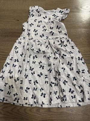 H&M Girls Gray Sleeveless Dress With Butterflies Size 6-8Y - Image 1