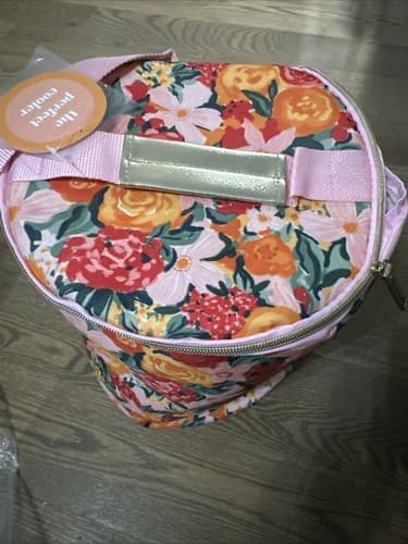 NEW The Perfect Cooler Round Bright Floral Cooler Bag Arcadia Beauty Collapsible - Thumbnail 2