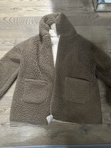 I Believe Teddy Coat Women's Large Open Front Fleece Reversible Jacket - Image 1