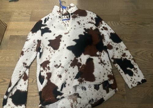 Plush fleece 1/4 zip Glittering South pullover with pockets Large - Image 1