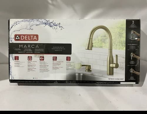 Delta Marca Pull-Down Sprayer Kitchen Faucet in Champagne Bronze 19780Z-CZSD-DST - Image 1