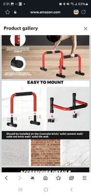 Push Up Bar 12" High Parallettes Bars & Dip Bar With Full-Cover Foam H... - Thumbnail 4
