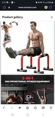 Push Up Bar 12" High Parallettes Bars & Dip Bar With Full-Cover Foam H... - Image 1