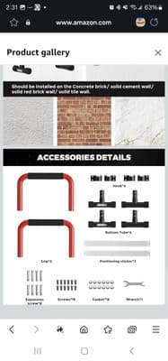 Push Up Bar 12" High Parallettes Bars & Dip Bar With Full-Cover Foam H... - Thumbnail 5