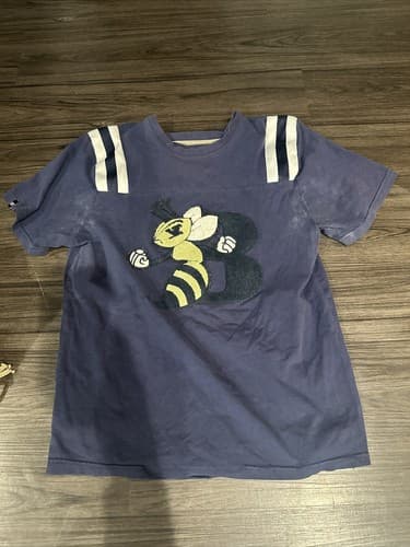 BKYS Men's Small Blue Shirt Bumble Bee Hornet Embroidery - Image 1