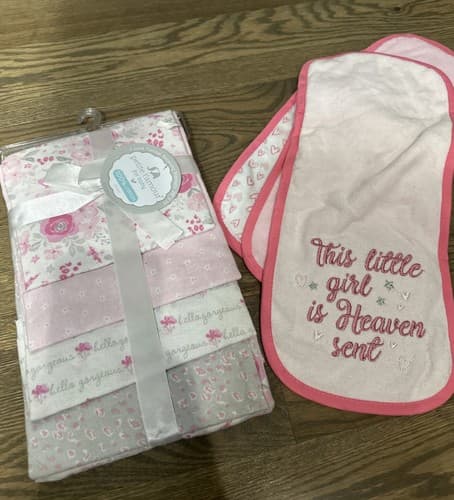 RECEIVING X4 - PETITE GIRLS - FLOWER PINK - BLANKETS COTTON 4 PACK & WASH Clothe - Thumbnail 2