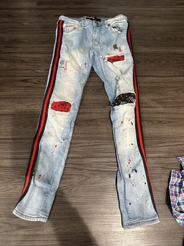 Focus Jeans light Wash Skinny Streetwear Jeans Ripped Distressed Size 29x30 - Image 1
