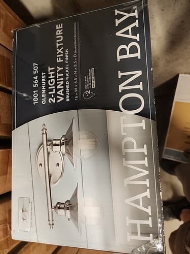 Hampton Bay Glenhurst 16in 2-Light Brushed Nickel Bathroom Vanity Light - Image 1