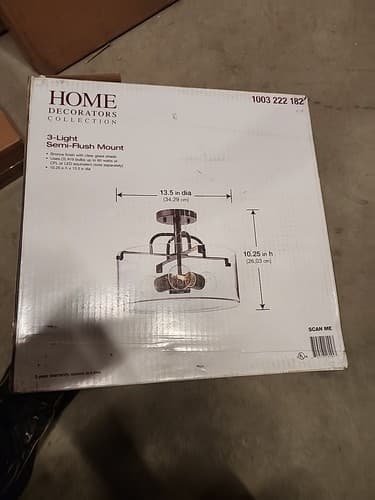 Home Decorators 3-Light Bronze Semi-Flush Mount with Clear Glass Shade - Image 1