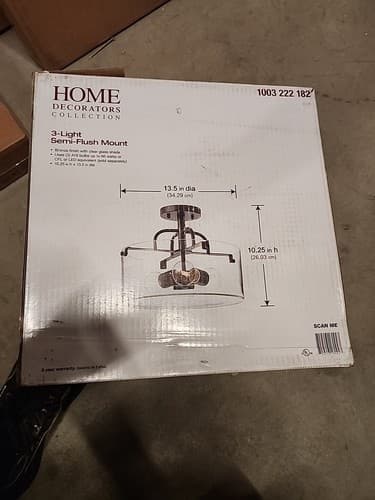 Home Decorators 3-Light Bronze Semi-Flush Mount with Clear Glass Shade - Thumbnail 2