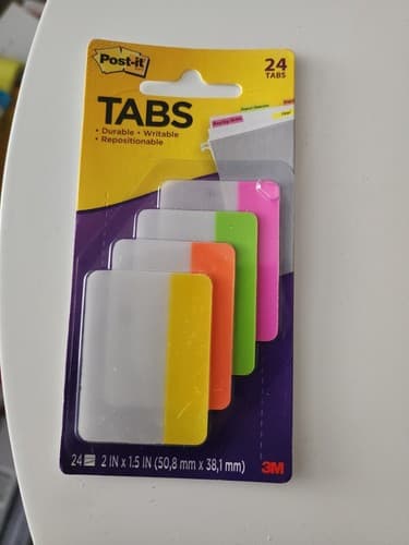 Post-it File Tabs 2 x 1 1/2 Solid Flat Assorted Bright 24/Pack 686PLOY - Image 1