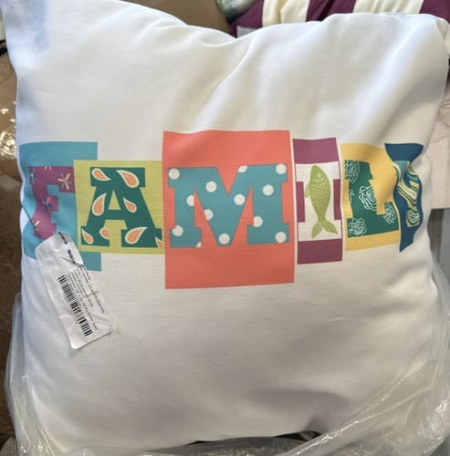 E By Design 26" x 26" KE BD Double Sided Pillow “Family” - Image 1