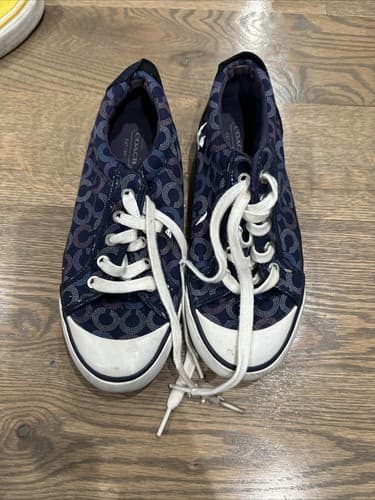 COACH 6b BARRETT Cotton & leather SIGNATURE SNEAKERS Purple - Image 1