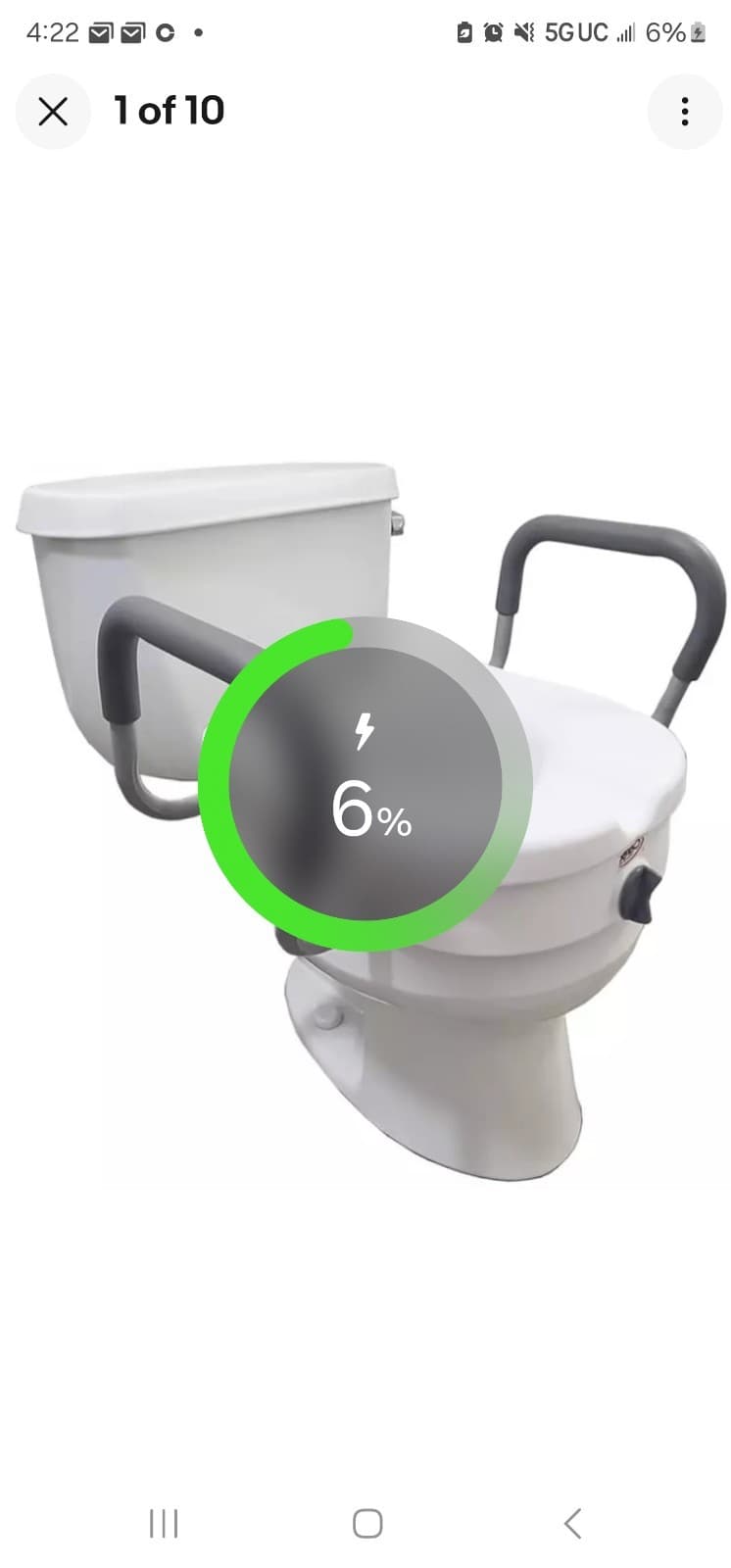Carex E-Z Lock Raised Toilet Seat With Handles, 5" Toilet Seat Riser with Arms, - Image 1