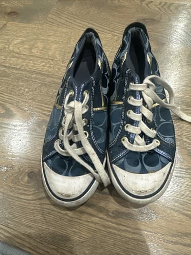 COACH 6b BARRETT Cotton & leather SIGNATURE SNEAKERS blue - Image 1