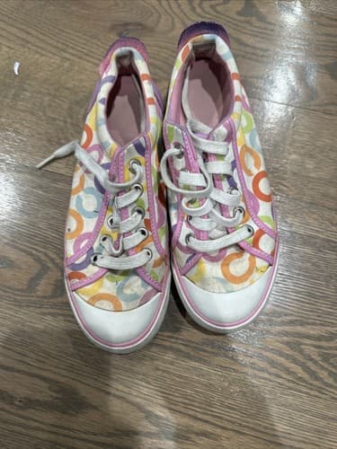 Coach Logo Womens Barrett Sneakers Sz 5.5B Low Top Canvas Shoes - Image 1