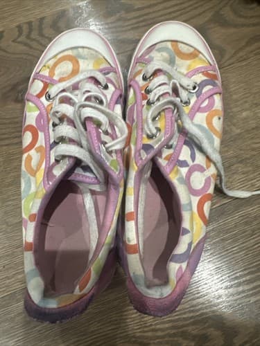 Coach Logo Womens Barrett Sneakers Sz 5.5B Low Top Canvas Shoes - Thumbnail 3