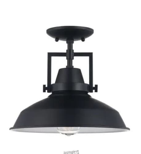Wilhelm 12 in. 1-Light Black Farmhouse Semi-Flush Mount Kitchen Ceiling Light - Image 1