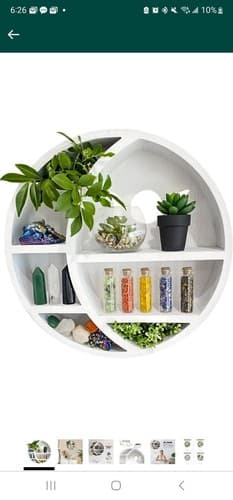 Ella & Emma Wooden Moon Shelf for Crystals - Crescent Moon Crystal Shelf, - Image 1