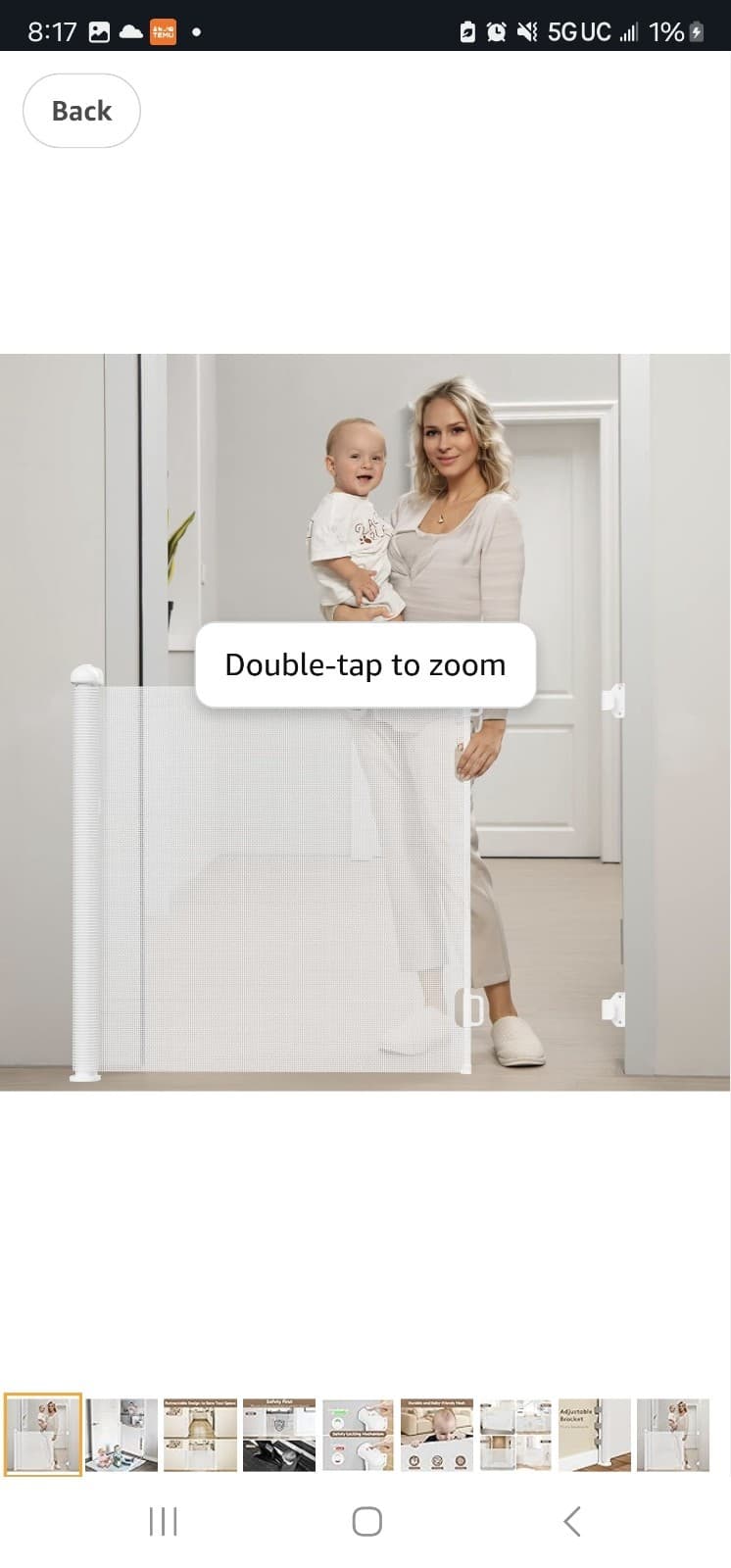 JSK Retractable Baby Gate, Extra Wide Safety kidsor Pets Gate, 33"* 55" Wide, - Image 1