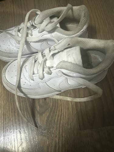 Children Size 9C- Nike Court Borough Low White Sneakers - Thumbnail 2