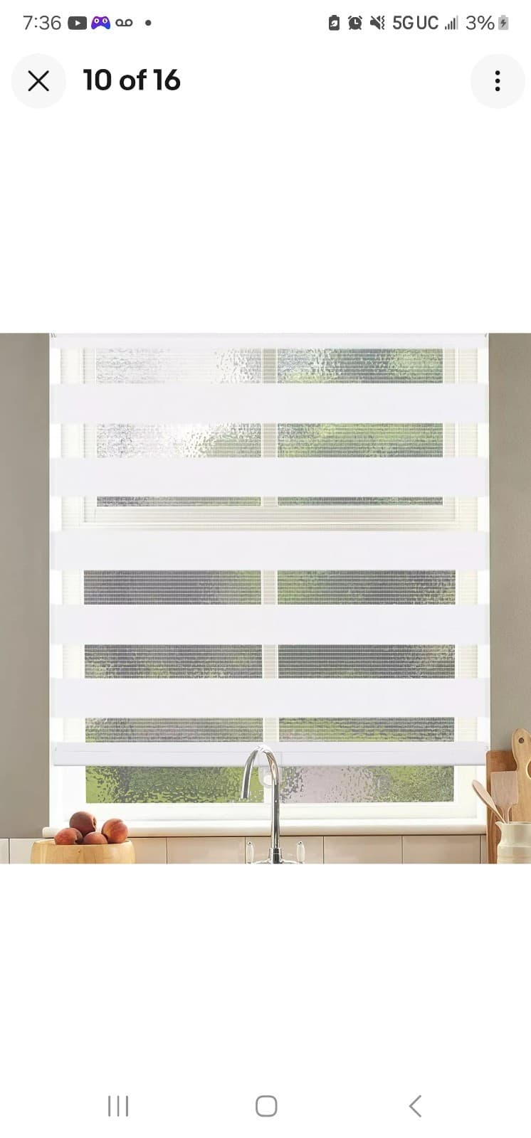 Cordless Zebra Blinds Roller Shades for Window Dual Layer Light Filtering Shade - Image 1