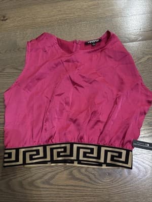 Love83 Love Yourself Light Summer Crop Top With Pants Women Pink Large New - Image 1